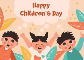 Hand drawn flat world children's day background vector