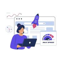 Website loading optimization Page speed illustration concept vector