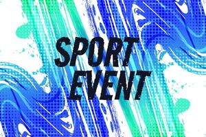 Abstract Sports Background with Blue and Green Gradient Brushstrokes and Halftone Effect. Vibrant Grunge Background vector