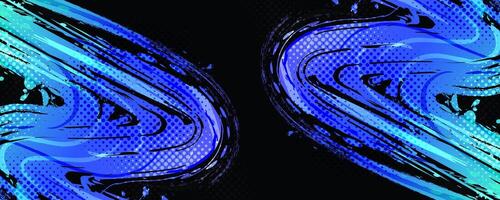 Abstract Sports Background with Blue and Green Gradient Brushstrokes and Halftone Effect. Vibrant Grunge Background vector