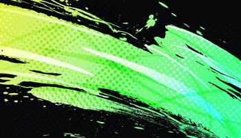 Abstract Sports Background with Green and Yellow Gradient Brushstrokes and Halftone Effect. Dynamic Grunge Background. Scratch and Texture Elements For Design vector