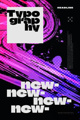 Abstract Art Poster with Colorful Brush Texture and Halftone Effect. Template Design for Poster, Flyer or Cover Design