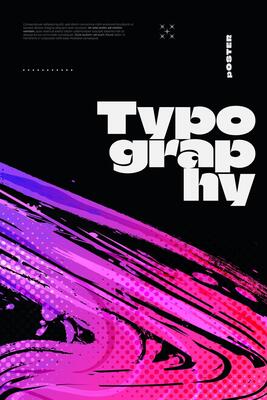 Abstract Art Poster with Colorful Brush Texture and Halftone Effect. Template Design for Poster, Flyer or Cover Design