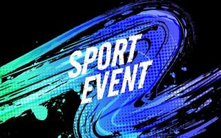 Abstract Sports Background with Blue and Green Gradient Brushstrokes and Halftone Effect. Vibrant Grunge Background vector