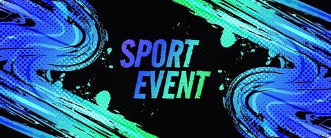 Abstract Sports Background with Blue and Green Gradient Brushstrokes and Halftone Effect. Vibrant Grunge Background vector