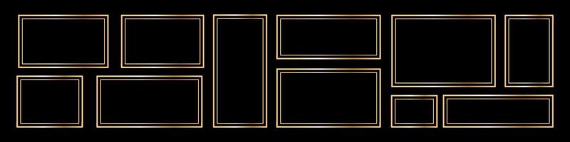 Hand drawn doodle gold box frame with text bubble. Organic square and rectangle shapes. illustration vector