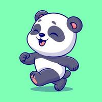 Cute panda walking cartoon icon illustration animal food icon concept isolated vector