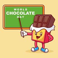 Hand drawn world chocolate day illustration with chocolate bar vector