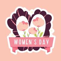 De las mujeres día saludo pegatina con flor ramo. 8 marzo De las mujeres día celebracion tarjetas vector