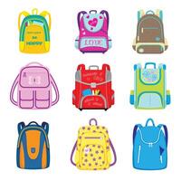 un colección de vistoso mochilas vector