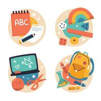back to school icons set with school supplies and school supplies vector