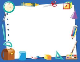 school supplies frame with a blank paper and school supplies vector