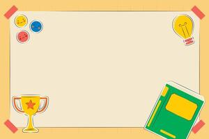 a blank paper with a book, a trophy and other items vector