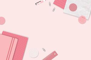 rosado estacionario y oficina suministros en un rosado antecedentes vector