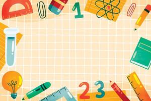 back to school frame with school supplies and math symbols vector