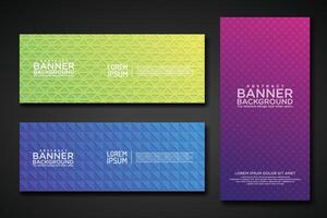 Set banner backgrounds with modern geometric lines textured pattern and colorful dynamic gradation vector