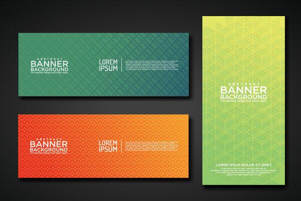 Set banner backgrounds with modern geometric lines textured pattern and colorful dynamic gradation