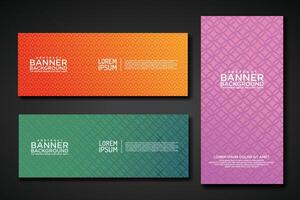 Set banner backgrounds with modern geometric lines textured pattern and colorful dynamic gradation vector