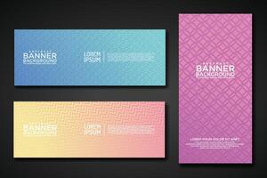 Set banner backgrounds with modern geometric lines textured pattern and colorful dynamic gradation vector