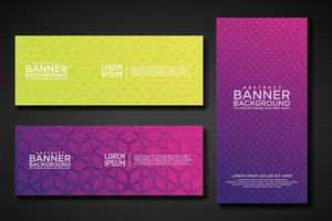 Set banner backgrounds with modern geometric lines textured pattern and colorful dynamic gradation vector