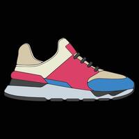 sneakers shoes for training, sneakers shoe illustration. Sneakers color full. vector