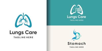 lungs logo design set bundle unique Premium vector