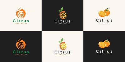 Citrus set logo icon design template Premium vector