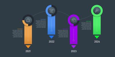 Infographic Design Template. Timeline Infographic concept with 4 steps or Options. For your business presentation, banner, flow diagram, and process diagram. vector