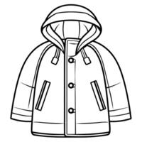Simple icon of a winter coat with a hood, ideal for cold weather designs. vector