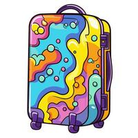 A icon depicting a psychedelic suitcase, ideal for illustrating travel themes, artistic designs, or surreal concepts. vector