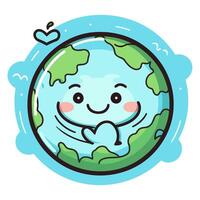 un icono representando un dibujos animados personaje de planeta tierra, ideal para ilustrando ambiental temas vector