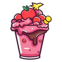 A icon depicting a strawberry dipped in chocolate, ideal for illustrating dessert themes, romantic concepts vector