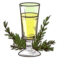 un icono de Ajenjo en un Disparo vaso, Perfecto para representando fuerte alcohólico bebidas o bar temática gráficos. vector