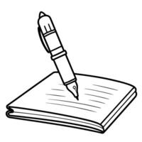 outline icon of a pencil with text, representing education and learning, suitable for academic and school-related design projects. vector