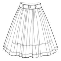 Pleated skirt outline icon in format, ideal for fashion design and apparel-related projects. vector