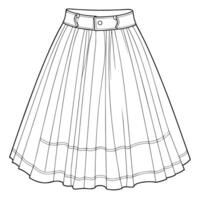 Pleated skirt outline icon in format, ideal for fashion design and apparel-related projects. vector