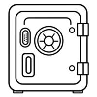 outline icon of a security safe locker. Ideal for safety-themed designs and financial security illustrations. vector