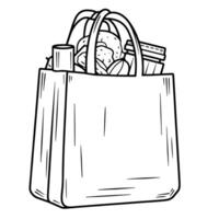 Plastic bag outline icon in format, suitable for environmental and recycling-related design projects. vector