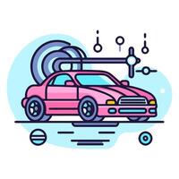 un icono representando auto servicio, ideal para ilustrando automotor temas o vehículo mantenimiento. vector