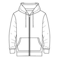 outline icon of a zip-up hoodie sweatshirt for casual designs. vector