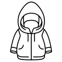 Simple icon of a winter coat with a hood, ideal for cold weather designs. vector