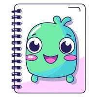 A icon depicting a notepad with a cartoon design, ideal for illustrating note taking, journaling, or writing themes. vector