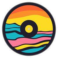 A icon depicting a vinyl record sticker, ideal for illustrating music themes, retro designs vector