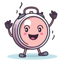 A icon depicting a retro alarm clock cartoon character, ideal for illustrating vintage themes vector