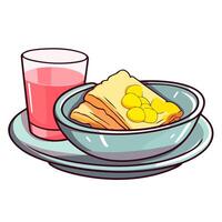A icon depicting a dish of Eggs Benedict and toast, suitable for breakfast related graphics or menus. vector