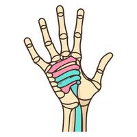 A icon of a skeleton hand with pointed fingers, ideal for Halloween themes or spooky graphics. vector