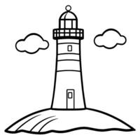 outline icon of a lighthouse, perfect for maritime and navigation designs. vector