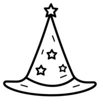 Basic icon of a witch hat, suitable for Halloween designs. vector