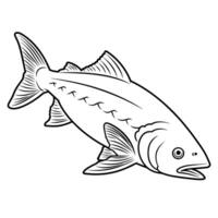 Streamlined salmon outline, ideal for seafood-themed designs. vector