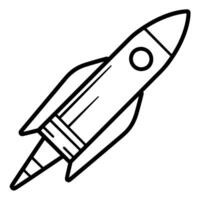 outline icon of a rocket. Ideal for space-themed designs and technology illustrations. vector